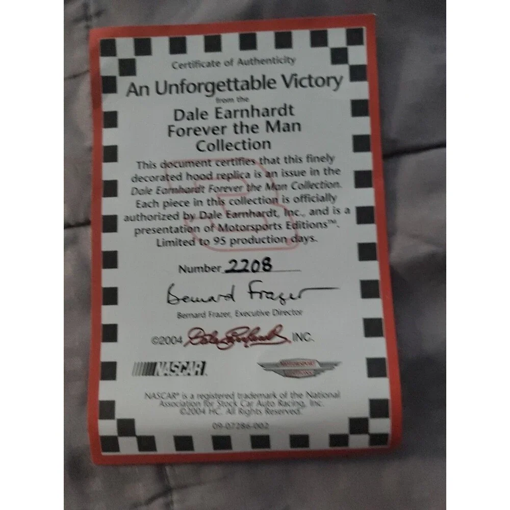 Dale Earnhardt NASCAR Forever The Man Mini Hood Metal Limited With Stand And COA
